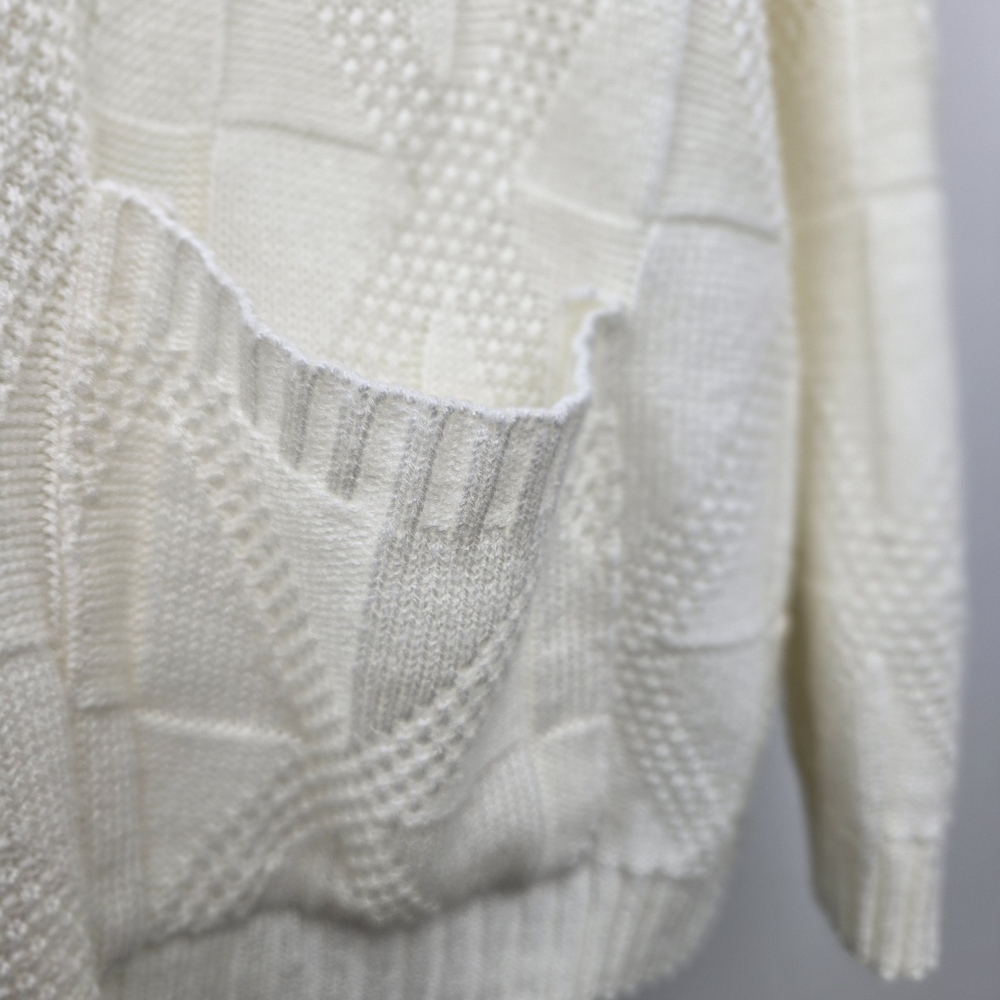 Michell Robin Vintage Cream Button-Down Knit Sweater with Scalloped Edges Sz M - Picture 6 of 9